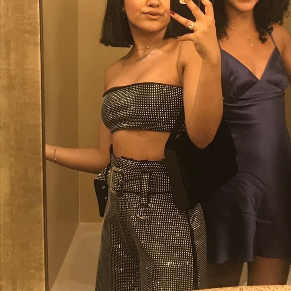 I AM GIA AURORA BANDEAU TOP 
SPARKLY SILVER DIAMOND TOP
